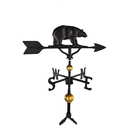 Montague Metal Products 32-Inch Deluxe Weathervane with Satin Black Bear Ornament