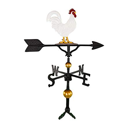 Montague Metal Products 32-Inch Deluxe Weathervane with Color Rooster Ornament
