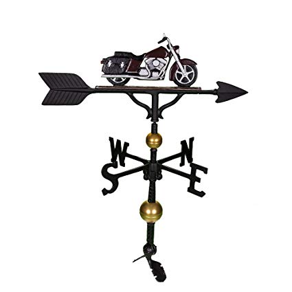 Montague Metal Products 32-Inch Deluxe Weathervane with Burgundy Motorcycle Ornament