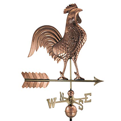 Good Directions Large Rooster Weathervane, Pure Copper