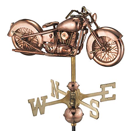 Good Directions 8846PG Motorcycle Garden Weathervane, Polished Copper with Garden Pole